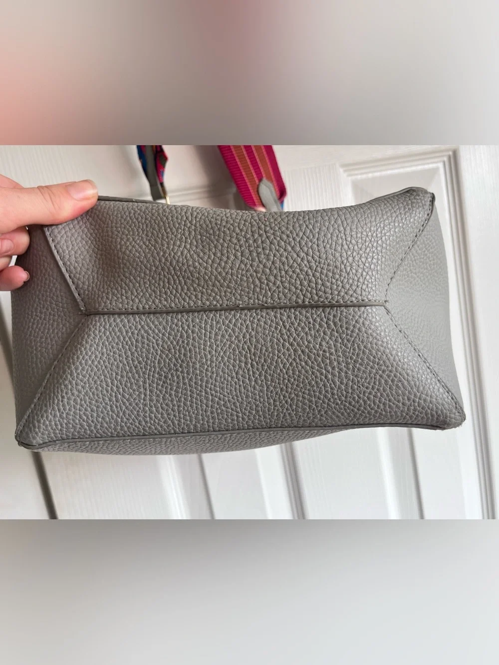 Gray Women's Tote Bag with Colorful Adjustable Strap